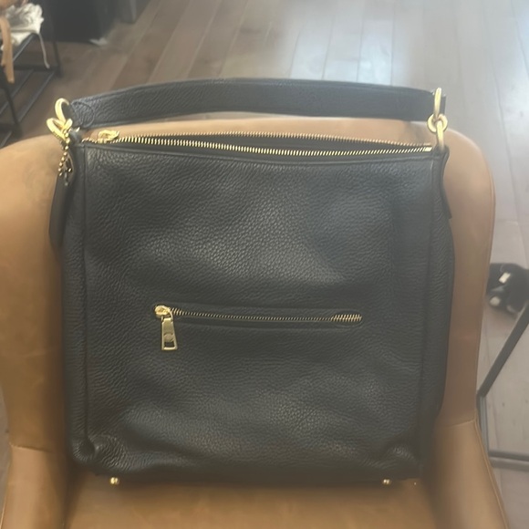 Coach Handbags - Coach Black and Gold Leather Shoulder Bag